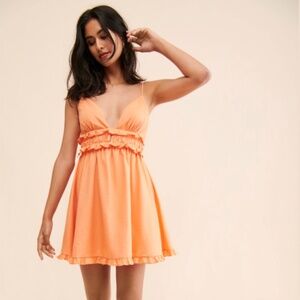 Wayf Spencer Cami Dress Open Back with Ruffles in Orange